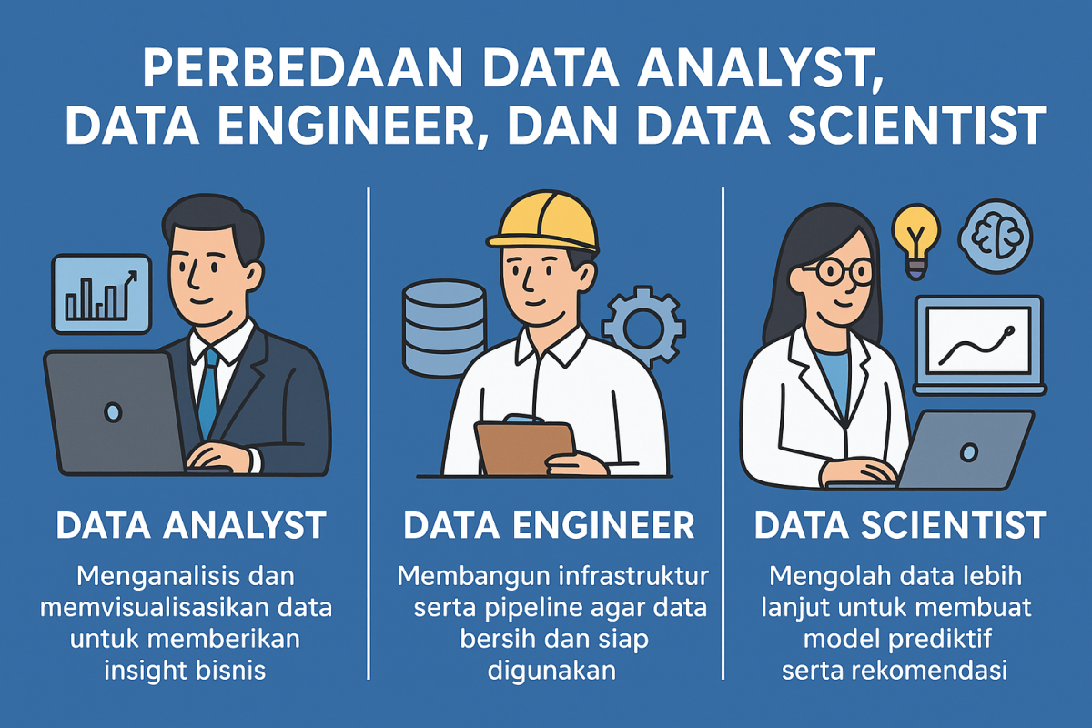Perbedaan Data Analyst, Data Engineer, dan Data Scientist