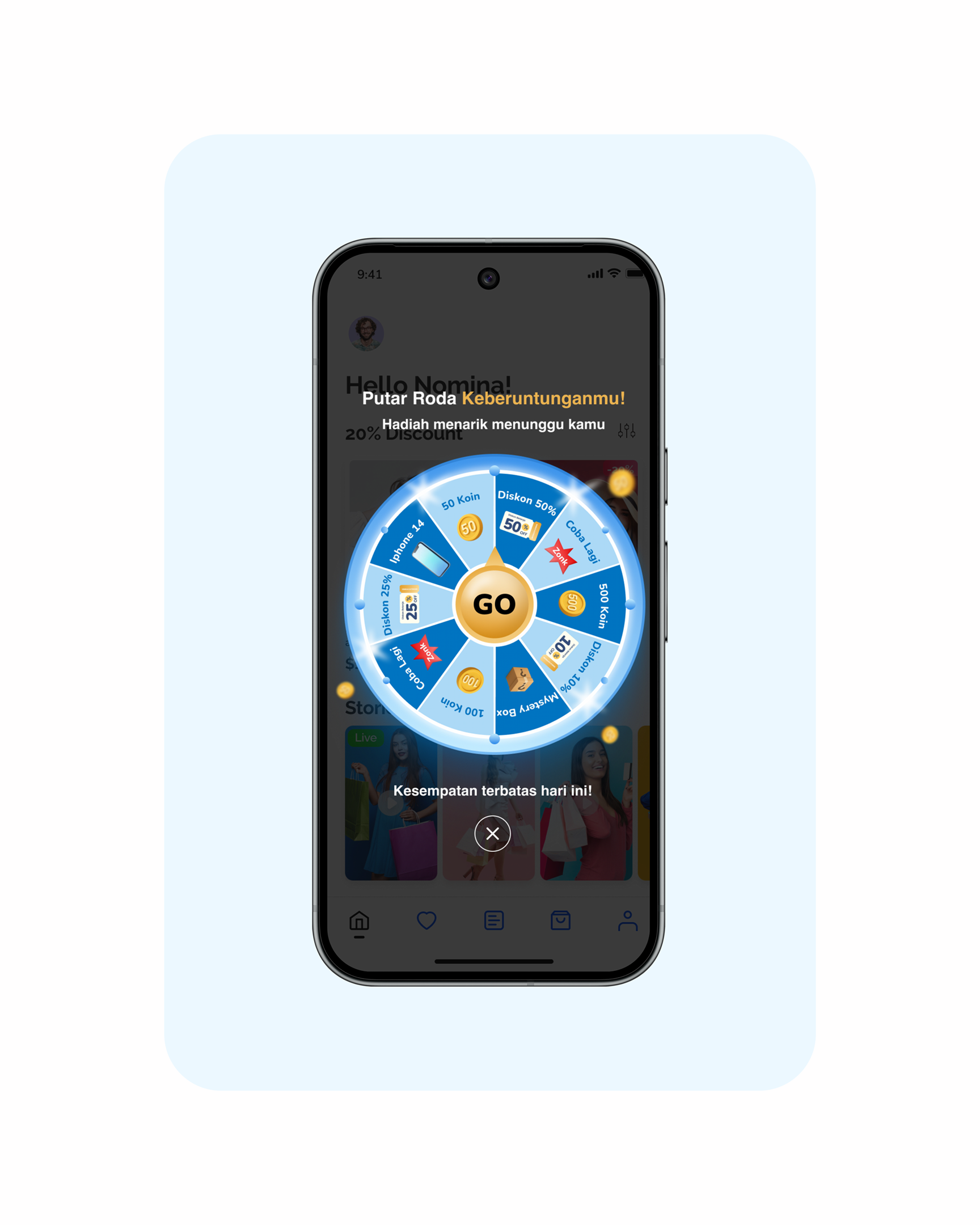 Gamified Reward Wheel – UI/UX Mobile Experience
